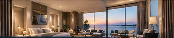 Lake-facing bedroom and private terrace concept