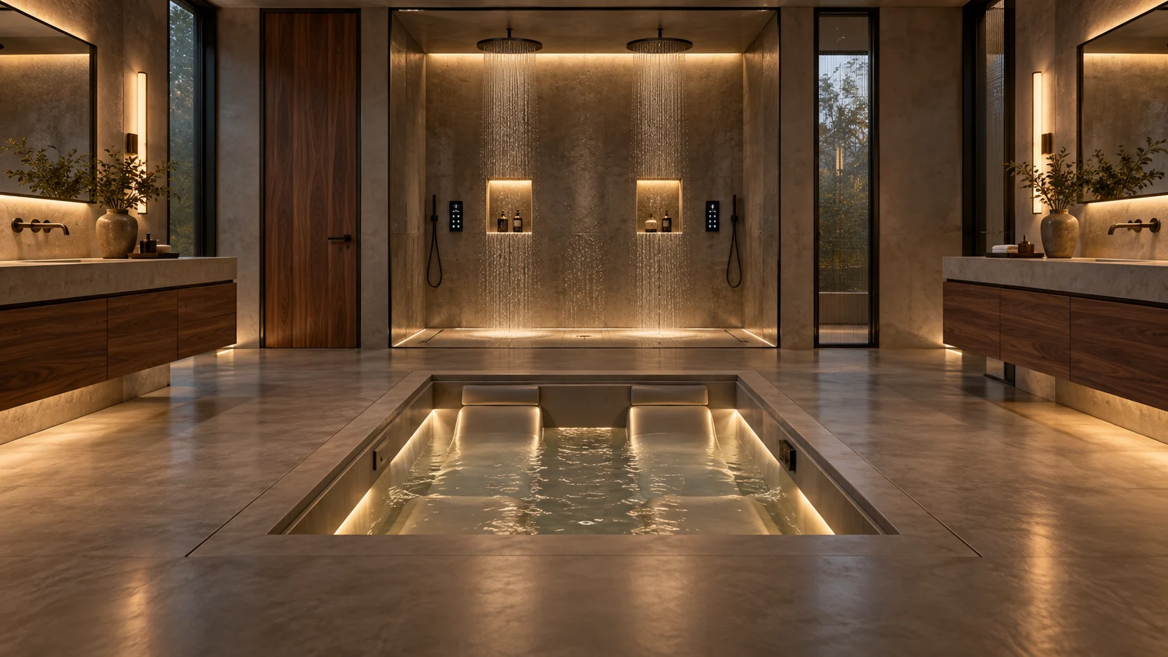 Concept rendering for Primary wet room & concealed soaking bath